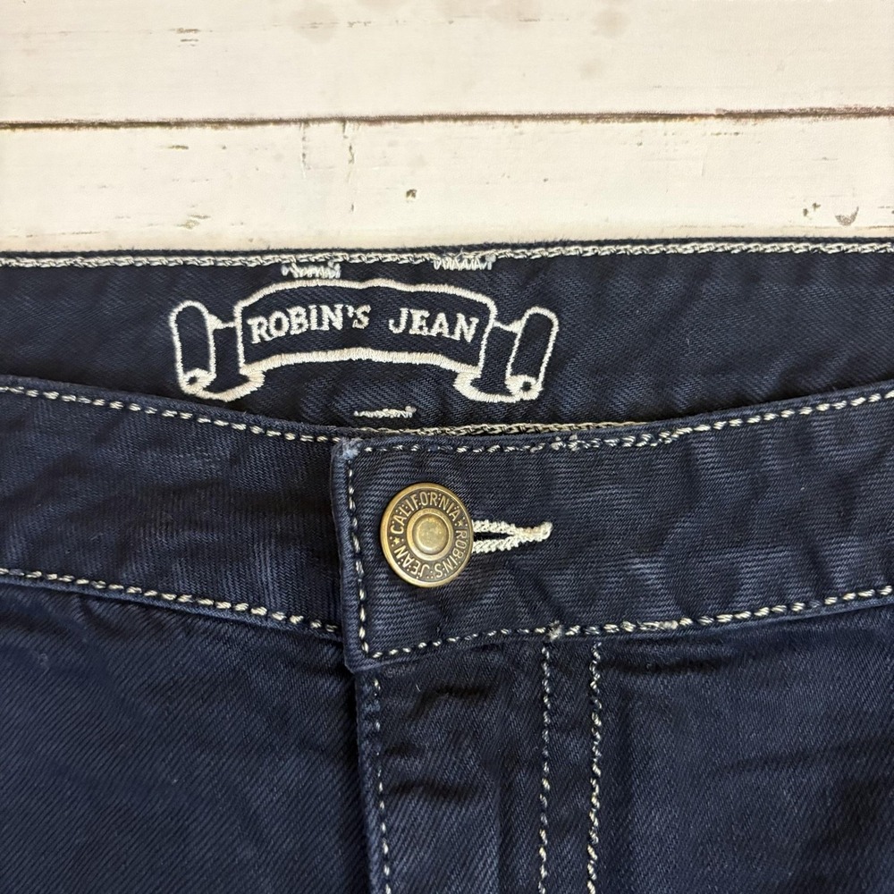 Robin's Jean Denim Shorts Mens 36 Blue Bermuda Rhinestone Back Pockets Biker - Picture 7 of 14